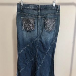 Bebe Mermaid Maxi Denim Skirt